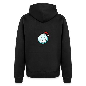 Schneeball mit Weihnachtsmütze #6/9 - Unisex Premium Bio Zip Hoodie - Schwarz - Hinten - Nico (187cm)