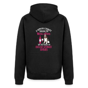 English Springer Spaniel Hund - Unisex Premium Bio Zip Hoodie - Schwarz - Hinten - Nico (187cm)