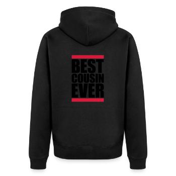 best cousin ever quote - Unisex Premium Organic Zip Hoodie - black - Back - Nico (187cm)