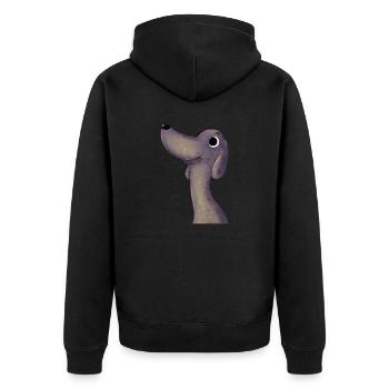 Lustiger Hund - Unisex Premium Bio Zip Hoodie - Schwarz - Hinten - Nico (187cm)