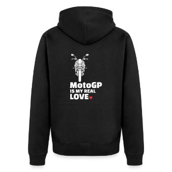 Ich Liebe Motogp - Unisex Premium Bio Zip Hoodie - Schwarz - Hinten - Nico (187cm)