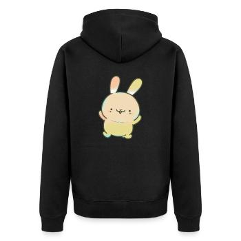 Kawaii mignon lapin dansant heureux - Veste à capuche bio Premium Unisexe - noir - Dos - Nico (187cm)