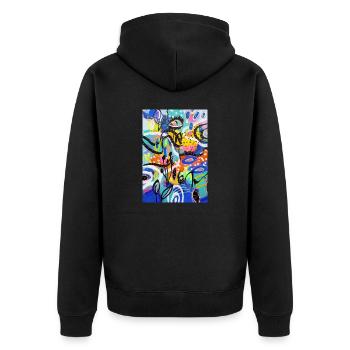 Abstract Chaos #11 original painting Design - Unisex Premium Bio Zip Hoodie - Schwarz - Hinten - Nico (187cm)