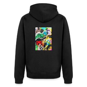 Abstract Chaos #16 original painting Design - Unisex Premium Bio Zip Hoodie - Schwarz - Hinten - Nico (187cm)