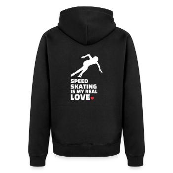 I love speed skating - Unisex Premium Organic Zip Hoodie - black - Back - Nico (187cm)