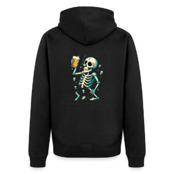 Funny skeleton with beer - Unisex Premium Organic Zip Hoodie - black - Back - Nico (187cm)