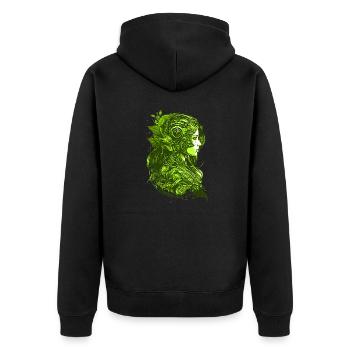Fille steampunk vintage de couleur verte - Veste à capuche bio Premium Unisexe - noir - Dos - Nico (187cm)