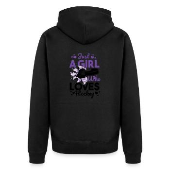 Eishockeyspielerin Mädchen Eishockey Eishockeyteam - Unisex Premium Bio Zip Hoodie - Schwarz - Hinten - Nico (187cm)