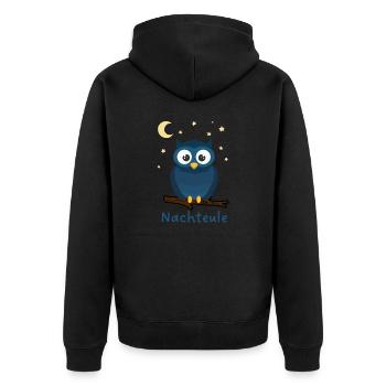 Nachteule Eule Nacht Sterne Mond - Unisex Premium Bio Zip Hoodie - Schwarz - Hinten - Nico (187cm)