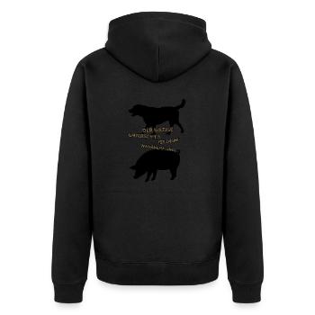 Der einzige Unterschied ist deine Wahrnehmung 4.0 - Unisex Premium Bio Zip Hoodie - Schwarz - Hinten - Nico (187cm)