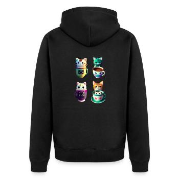My best friend is kawaii kitty cat coffee - Unisex Premium Organic Zip Hoodie - black - Back - Nico (187cm)