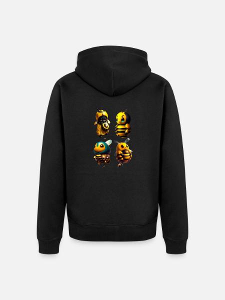 kawaii happy bees - Unisex Premium Organic Zip Hoodie - black