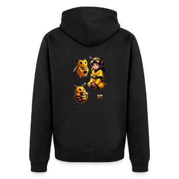 kawaii biene kind - Unisex Premium Bio Zip Hoodie - Schwarz - Hinten - Nico (187cm)