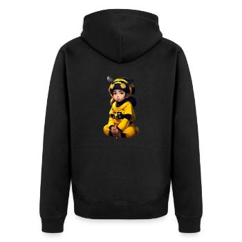 Kawaii Biene schönes Kind - Unisex Premium Bio Zip Hoodie - Schwarz - Hinten - Nico (187cm)