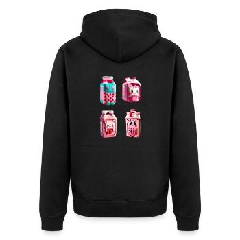 kawaii erdbeere milch karton - Unisex Premium Bio Zip Hoodie - Schwarz - Hinten - Nico (187cm)