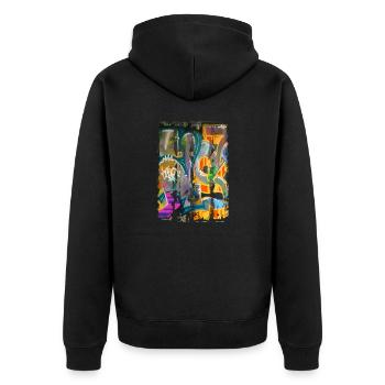 Graffiti-Stil Splash Hip Hop Farben Maler Farbe - Unisex Premium Bio Zip Hoodie - Schwarz - Hinten - Nico (187cm)