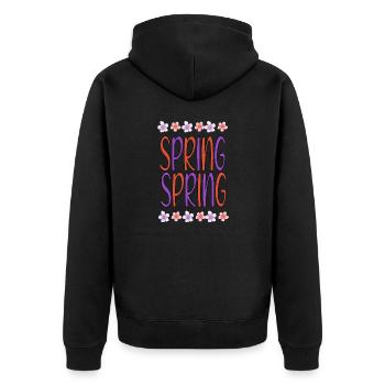 Spring Words with Flowers - Unisex Premium Organic Zip Hoodie - black - Back - Nico (187cm)
