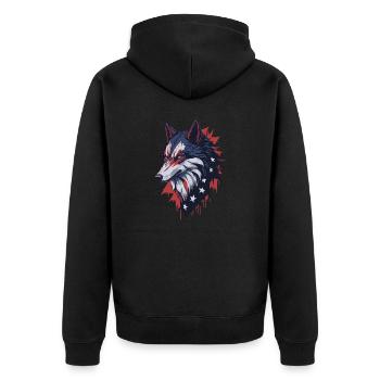 Wolf - Unisex Premium Bio Zip Hoodie - Schwarz - Hinten - Nico (187cm)