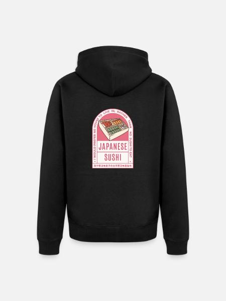 Retro Sushi Lover Quote - Unisex Premium Organic Zip Hoodie - black