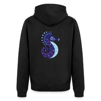 Meerestiere - Unisex Premium Bio Zip Hoodie - Schwarz - Hinten - Nico (187cm)