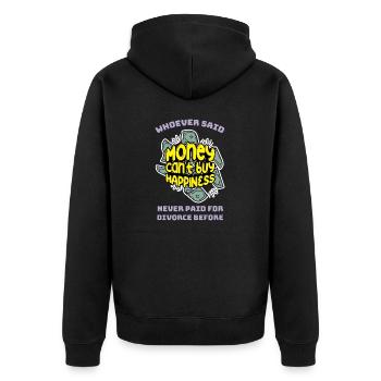 Lustiges Scheidung Glücklich Geschieden und - Unisex Premium Bio Zip Hoodie - Schwarz - Hinten - Nico (187cm)
