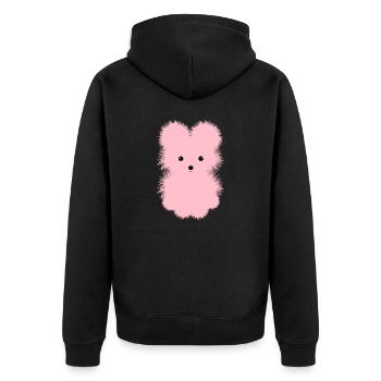 CUTE PINK BABY POMERANIAN DOG ILLUSTRATION - Unisex Premium Bio Zip Hoodie - Schwarz - Hinten - Nico (187cm)