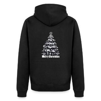 Weihnachtsbaum / Tanne / Christbaumkugeln / Stern - Unisex Premium Bio Zip Hoodie - Schwarz - Hinten - Nico (187cm)