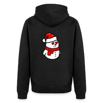 Schneemann Sonnenbrille - Unisex Premium Bio Zip Hoodie - Schwarz - Hinten - Nico (187cm)
