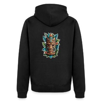 tiki beach - statue polynèsie - Veste à capuche bio Premium Unisexe - noir - Dos - Nico (187cm)