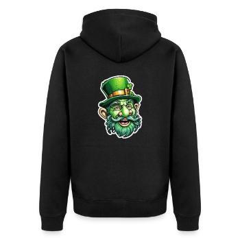 Leprechaun / Leprechaun / Vert / Gingembre / Irlande - Veste à capuche bio Premium Unisexe - noir - Dos - Nico (187cm)