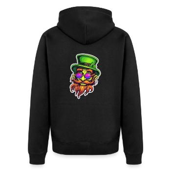 Leprechaun / Leprechaun / Vert / Gingembre / Irlande - Veste à capuche bio Premium Unisexe - noir - Dos - Nico (187cm)