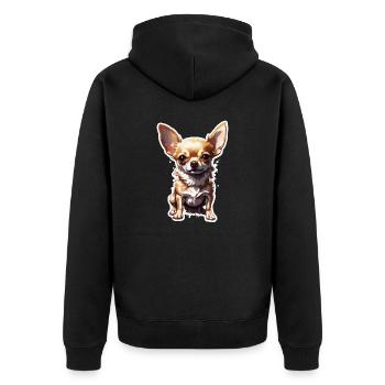 Chihuahua / kleiner Hund / Tier / winzig / Rasse - Unisex Premium Bio Zip Hoodie - Schwarz - Hinten - Nico (187cm)