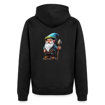 Garden Gnome / Fairyland / Leprechaun / Gnome / Logo - Unisex Premium Organic Zip Hoodie - black - Back - Nico (187cm)