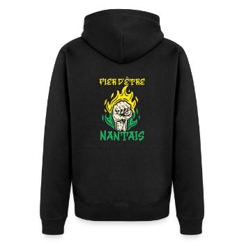 Nantes Stolz darauf, Nantes Geschenkidee zu sein - Unisex Premium Bio Zip Hoodie - Schwarz - Hinten - Nico (187cm)