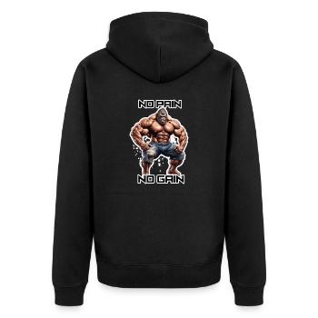 Bodybuilder / Sports / Fitness / Monkey / Muscles - Unisex Premium Organic Zip Hoodie - black - Back - Nico (187cm)