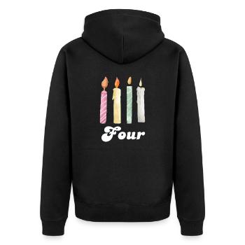 Kerze zum 4. Jahrestag - Unisex Premium Bio Zip Hoodie - Schwarz - Hinten - Nico (187cm)