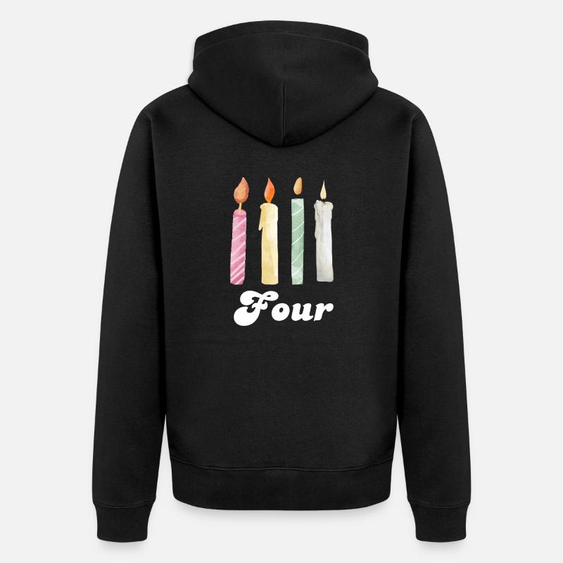 4e anniversaire bougie - Veste à capuche bio Premium Unisexe - noir