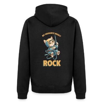 My favourite music? Rock Klettern Süße Katze - Unisex Premium Bio Zip Hoodie - Schwarz - Hinten - Nico (187cm)