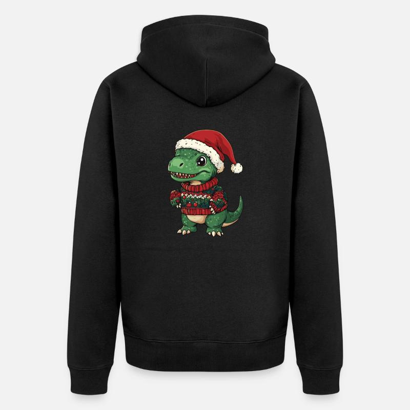Dinosaure T-Rex Noël - Veste à capuche bio Premium Unisexe - noir