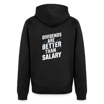 Dividends instead of salary - Unisex Premium Organic Zip Hoodie - black - Back - Nico (187cm)