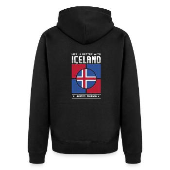 Island - Unisex Premium Bio Zip Hoodie - Schwarz - Hinten - Nico (187cm)