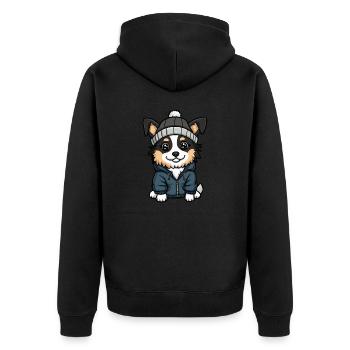 Australian Shepherd Cartoon - Unisex Premium Organic Zip Hoodie - black - Back - Nico (187cm)