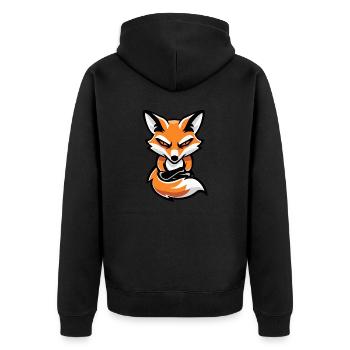 Fuchs Comic - Unisex Premium Bio Zip Hoodie - Schwarz - Hinten - Nico (187cm)
