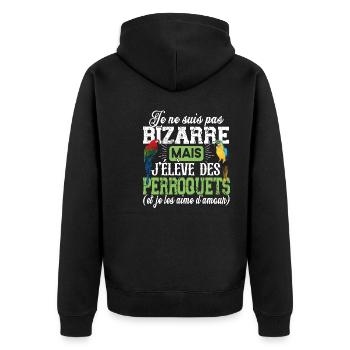 Perroquet Oiseau Perruche Ara Conure Cadeau Humour - Veste à capuche bio Premium Unisexe - noir - Dos - Nico (187cm)