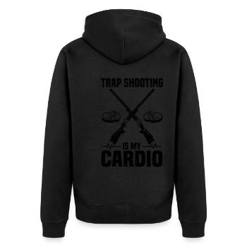 Trapschießen | Schießsport Fallenschießen Geschenk - Unisex Premium Bio Zip Hoodie - Schwarz - Hinten - Nico (187cm)