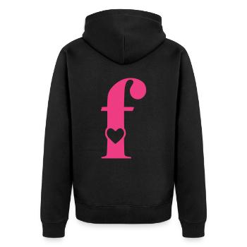 Buchstabe f Anfangsbuchstabe mit Herz - Unisex Premium Bio Zip Hoodie - Schwarz - Hinten - Nico (187cm)