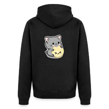 Lemon cat - Unisex Premium Organic Zip Hoodie - black - Back - Nico (187cm)
