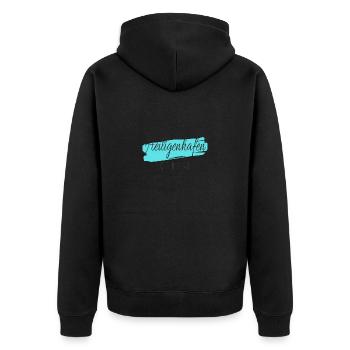 Heiligenhafen Ostsee - Unisex Premium Bio Zip Hoodie - Schwarz - Hinten - Nico (187cm)