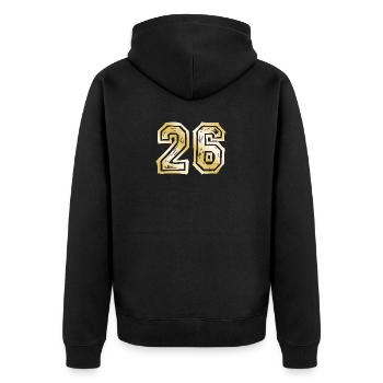 26 Number Gold - Unisex Premium Organic Zip Hoodie - black - Back - Nico (187cm)