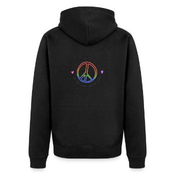 lgbtq Pride 2023 Peace Heart - Unisex Premium Bio Zip Hoodie - Schwarz - Hinten - Nico (187cm)